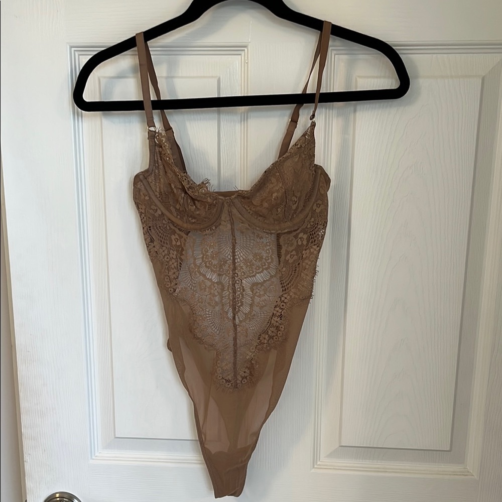 Babaton Lace Bodysuit in Brown